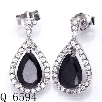 925 Silver Colored Stone Dangle Earring (Q-6594)